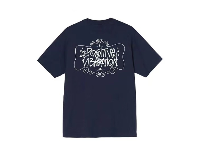STUSSY MUSICAL NOTES TEE NAVY