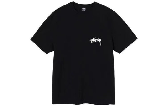 STUSSY  PAINTER PRINT TEE BLACK