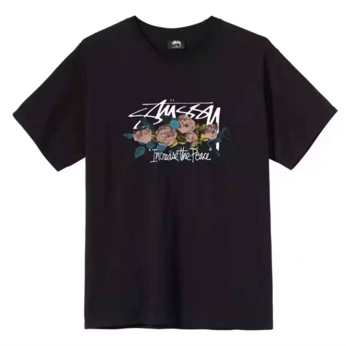 STUSSY FLOWER PRINT TEE BLACK