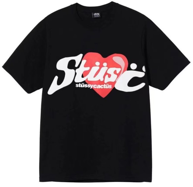STUSSY  HEART PRINT TEE BLACK