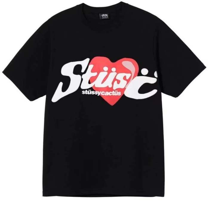 STUSSY  HEART PRINT TEE BLACK