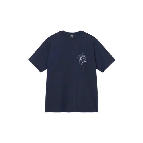 STUSSY FLAME DICE PRINT TEE NAVY