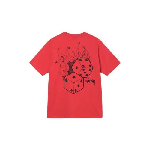 STUSSY FLAME DICE PRINT TEE RED