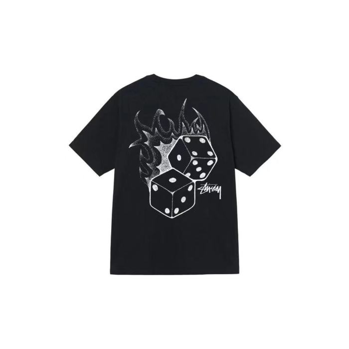 STUSSY FLAME DICE PRINT TEE BLACK