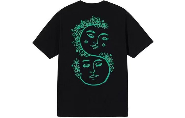 STUSSY  FACE PRINT TEE BLACK
