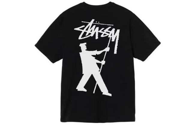 STUSSY  PAINTER PRINT TEE BLACK