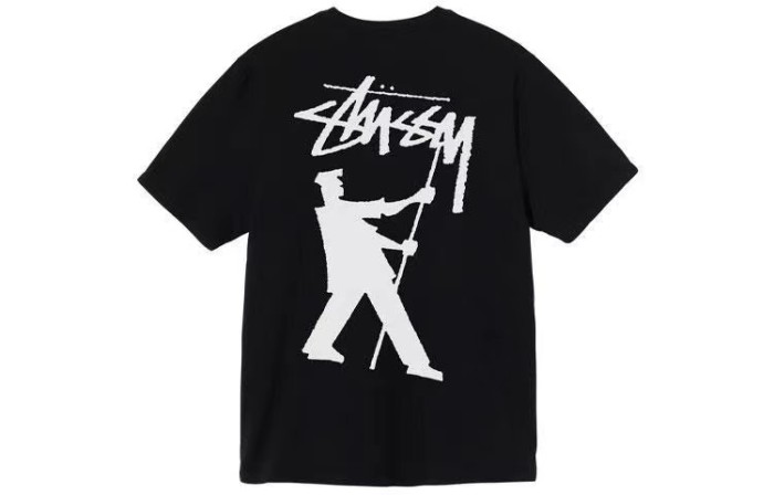 STUSSY  PAINTER PRINT TEE BLACK