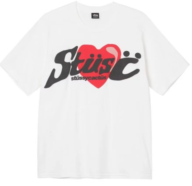 STUSSY  HEART PRINT TEE WHITE