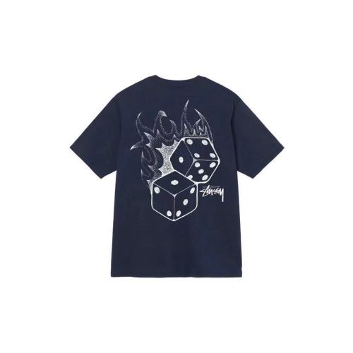 STUSSY FLAME DICE PRINT TEE NAVY