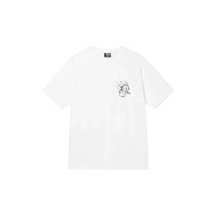STUSSY FLAME DICE PRINT TEE WHITE