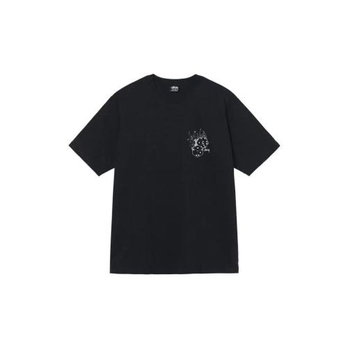 STUSSY FLAME DICE PRINT TEE BLACK