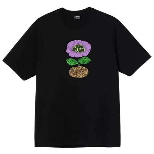 STUSSY SUNFLOWER PRINT TEE BLACK