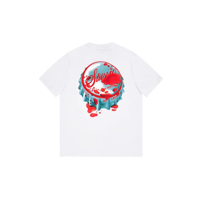 STUSSY COKE BOTTLE CAP PRINT TEE WHITE