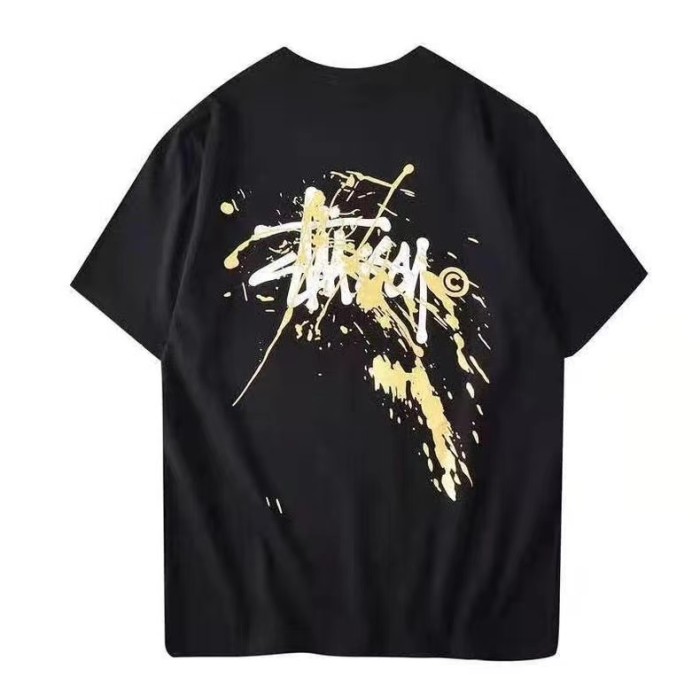 STUSSY SPLASH GOLD PRINT TEE BLACK
