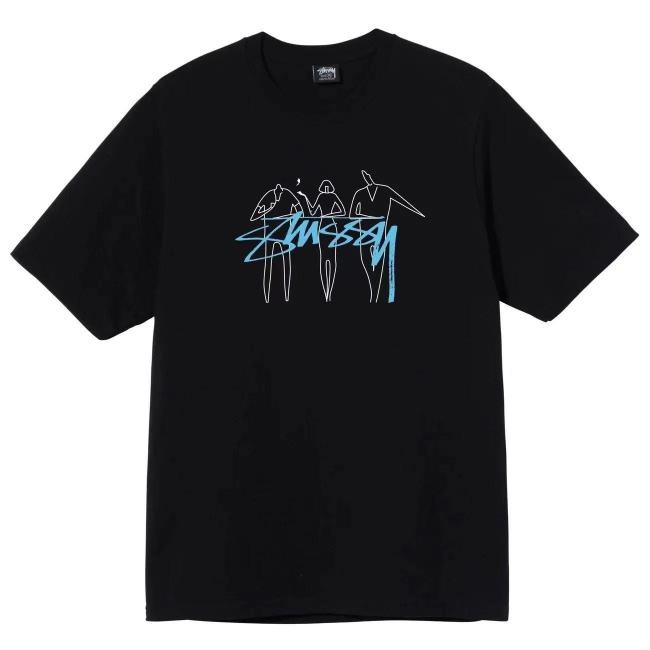 STUSSY 3 PEOPLE PRINT TEE BLACK