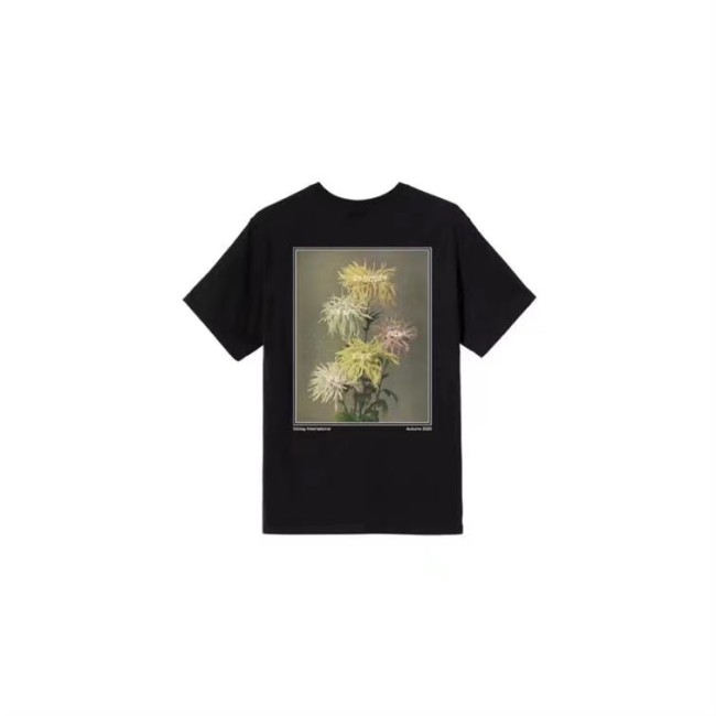 STUSSY CHRYSANTHEMUM PRINT TEE BLACK