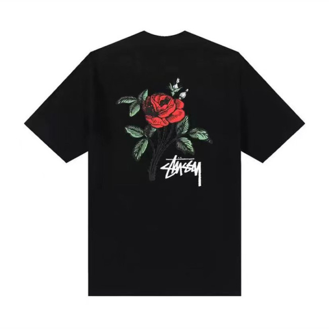 STUSSY ROSE PRINT TEE BLACK