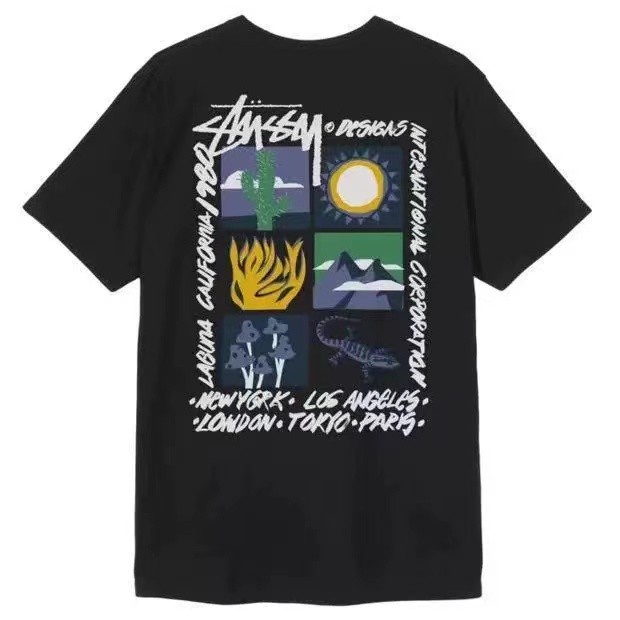 STUSSY DESERT PRINT TEE BLACK