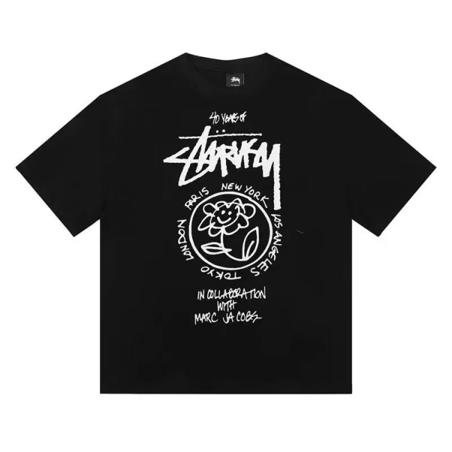 STUSSY CUTE LITTLE FLOWER PRINT TEE BLACK