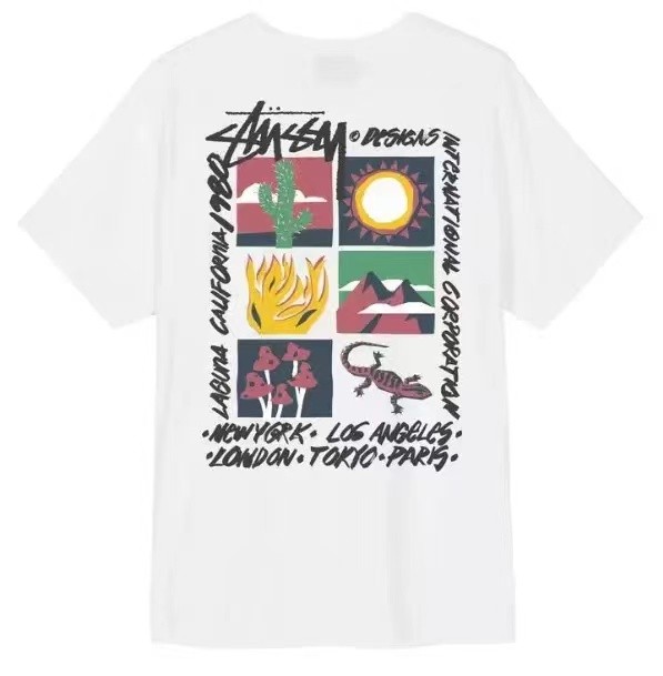 STUSSY DESERT PRINT TEE WHITE