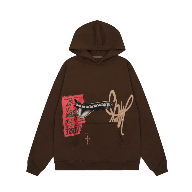 Travis Scott Mouth Print Hoodie Brown