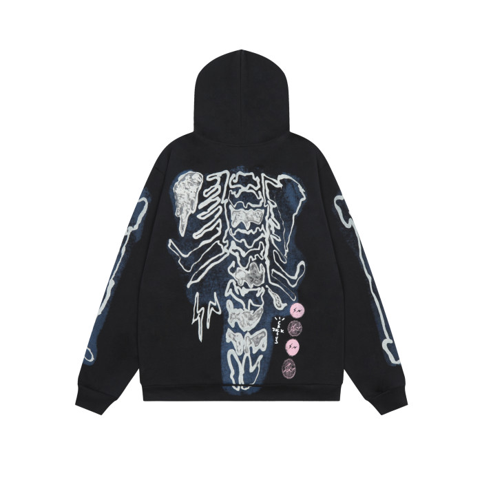 Travis Scott Skeleton Print Hoodie Black