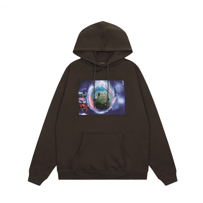 Travis Scott Smiling Earth Print Hoodie Black