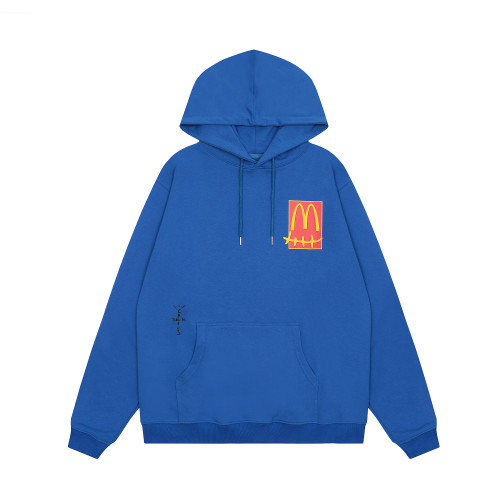 Travis Scott Logo Print Hoodie Blue