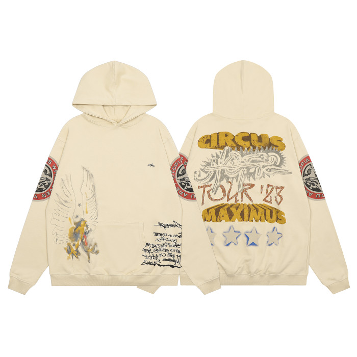 Travis Scott Graffiti Print Hoodie Apricot