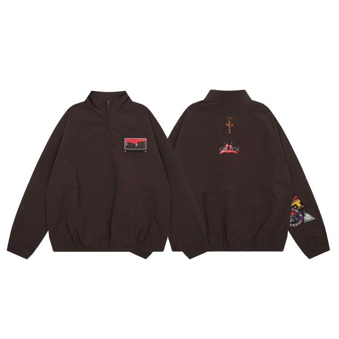 Travis Scott Logo Print Hoodie Coffee