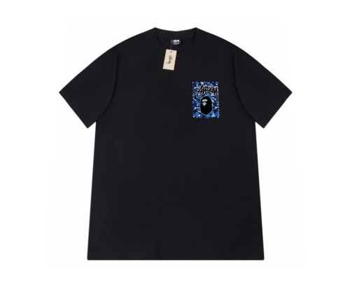STUSSY x BAPE LOGO TEE BLACK