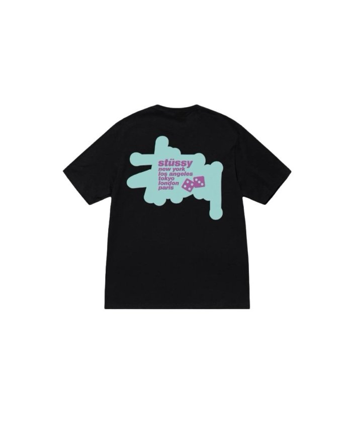 STUSSY DICE PRINT TEE BLACK