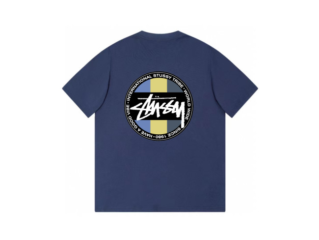 STUSSY GLOBAL TRIBE PRINT TEE  BLUE