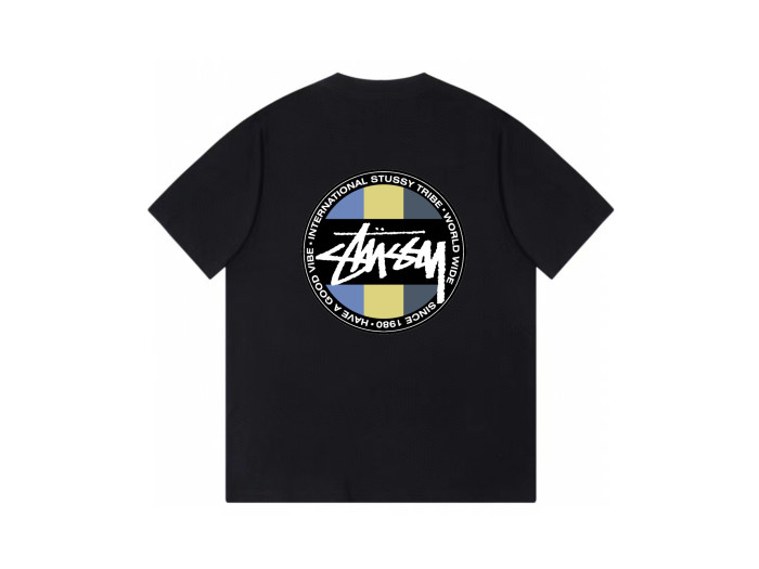 STUSSY GLOBAL TRIBE PRINT TEE  BLACK