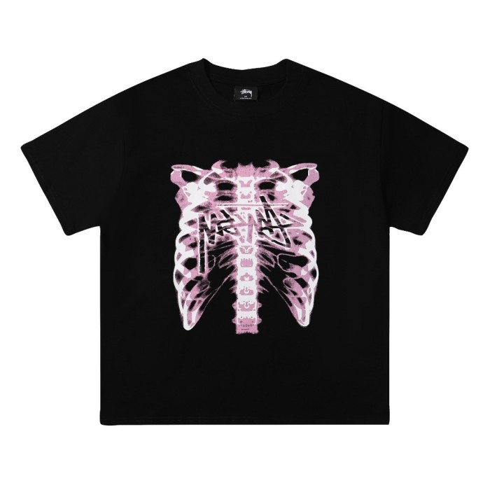 STUSSY SKELETON PRINT TEE BLACK