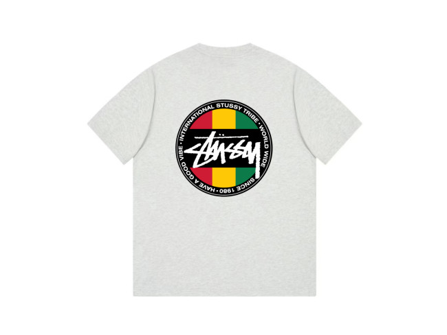STUSSY GLOBAL TRIBE PRINT TEE  GREY