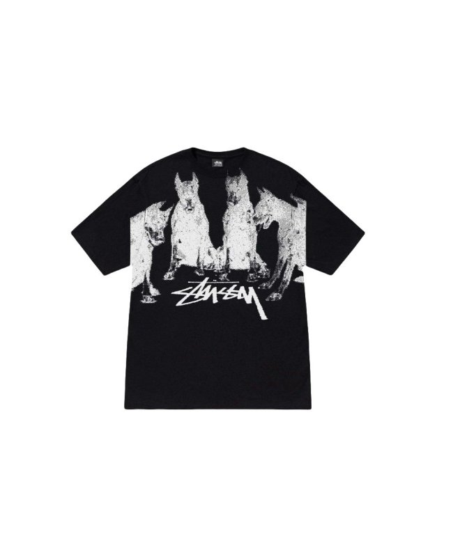 STUSSY DOG PRINT TEE BLACK