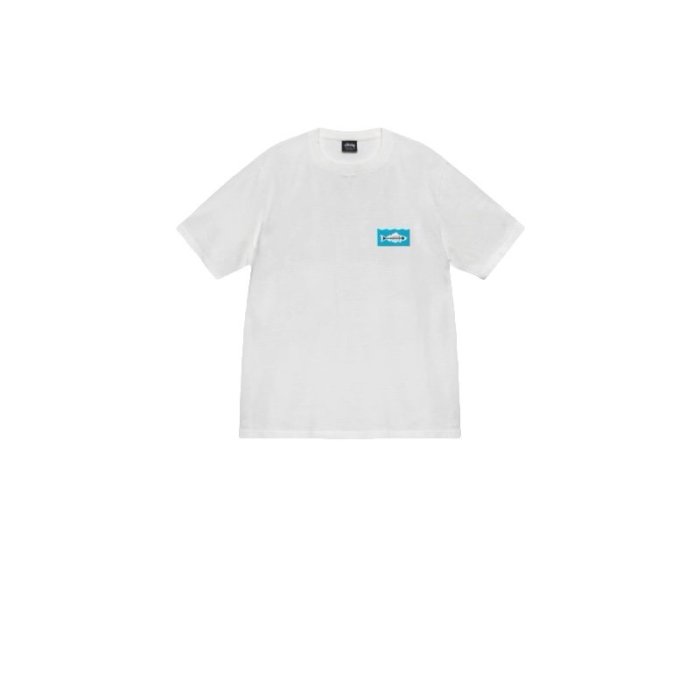 STUSSY FISH BONES PRINT TEE WHITE