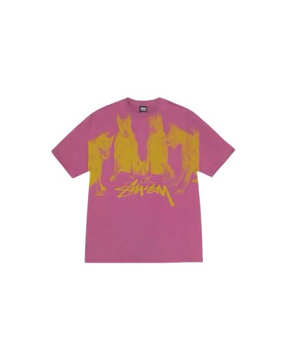 STUSSY DOG PRINT TEE ROSE RED