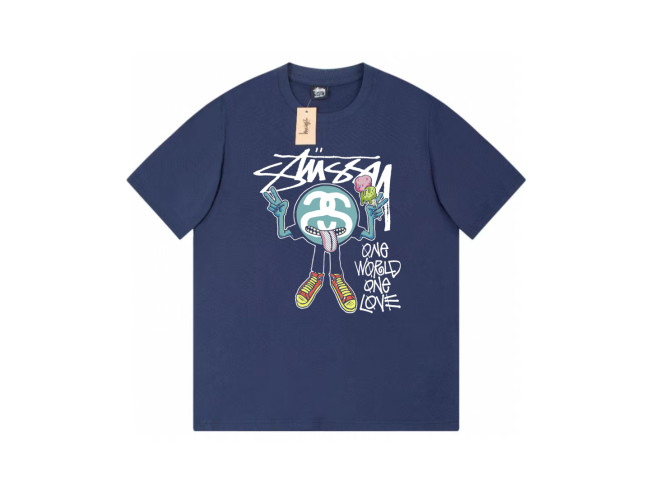 STUSSY CARTOON DOLL PRINT TEE NAVY