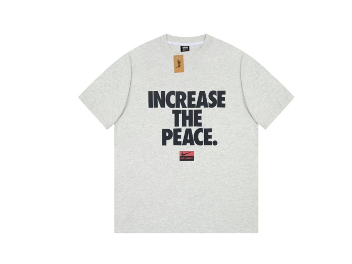 STUSSY INCREASE  THE PEACE LOGO TEE GREY