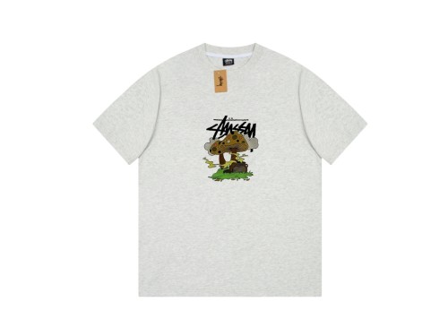 STUSSY CARTOON MAGIC MUSHROOMS PRINT TEE GREY
