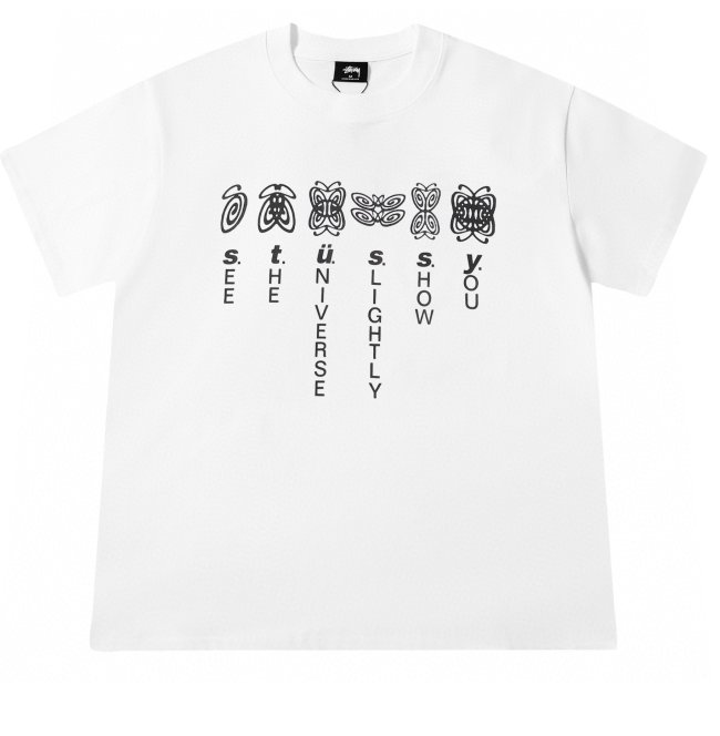 STUSSY BUTTERFLY PRINT TEE WHITE