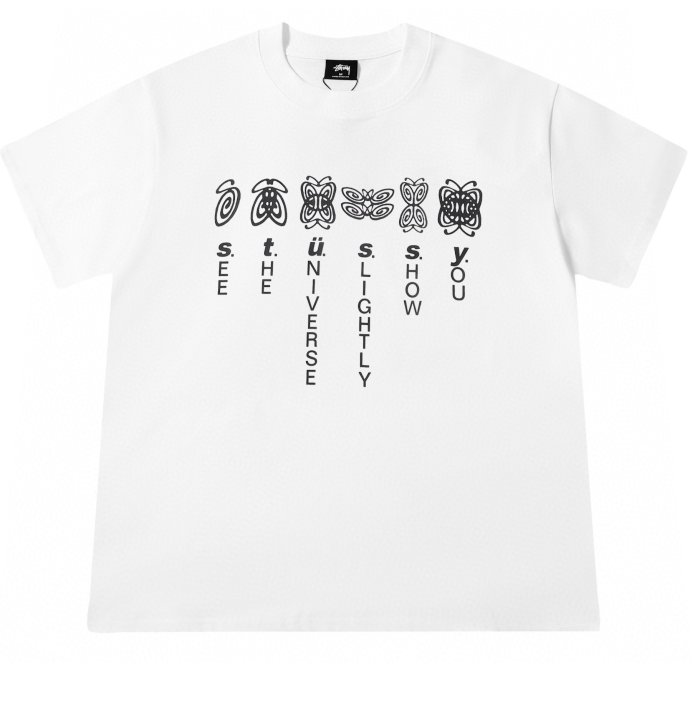 STUSSY BUTTERFLY PRINT TEE WHITE