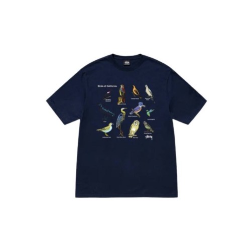 STUSSY BIRD PRINT TEE NAVY