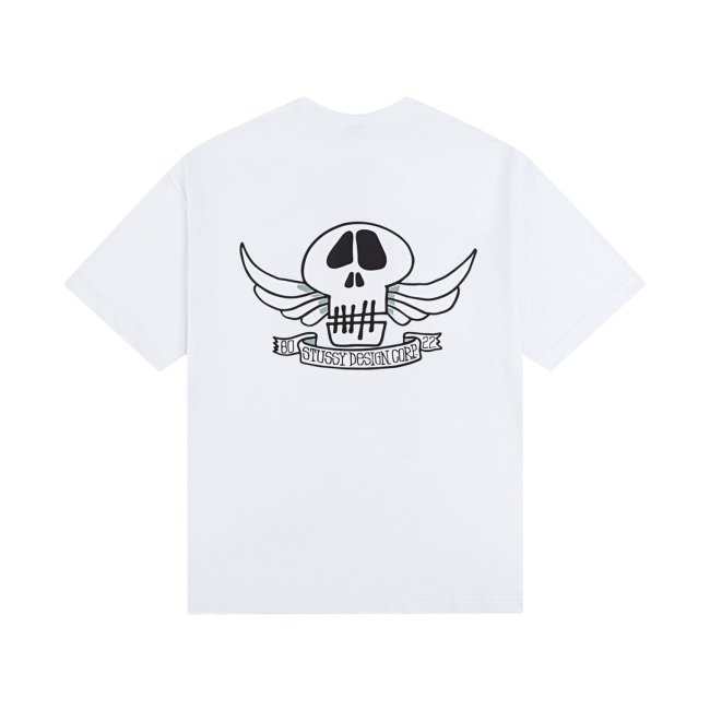 STUSSY SKULL PRINT TEE WHITE