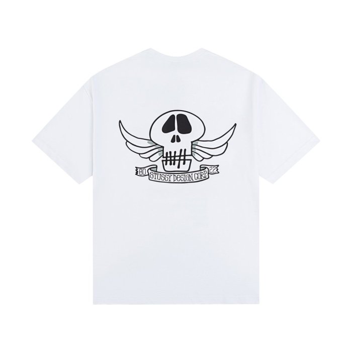 STUSSY SKULL PRINT TEE WHITE
