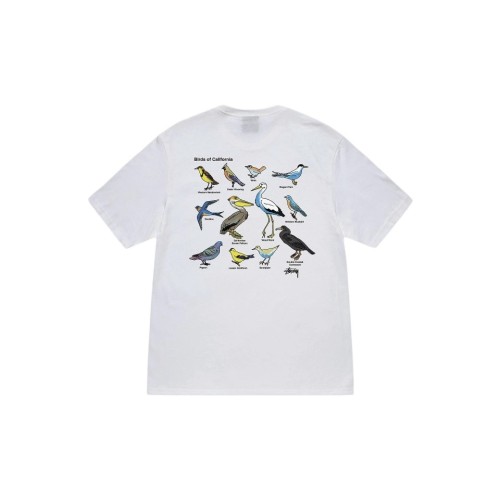 STUSSY BIRD PRINT TEE WHITE