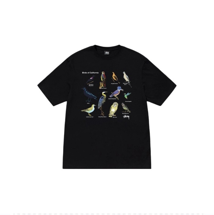 STUSSY BIRD PRINT TEE BLACK