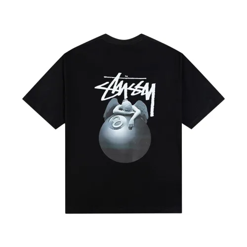 STUSSY 8 BALL ANGEL PRINT TEE BLACK